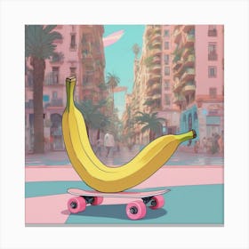 Banana skating in Barcelona Canvas Print