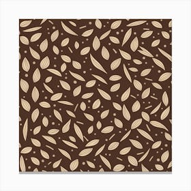 Brown Leaves On A Brown Background, A Seamless Pattern, Flat Art, 158 Canvas Print
