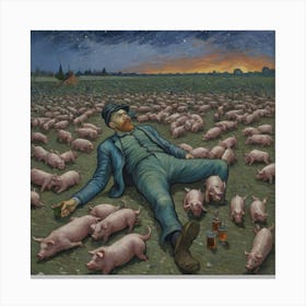 The Cigar and the Chaos: A Twilight Tale Pigs Canvas Print