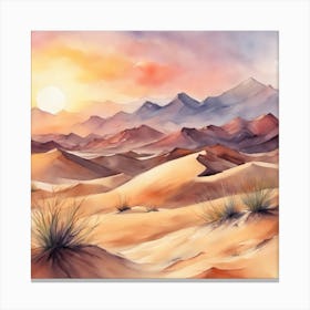 761475 Watercolor Painting Of A Desert Landscape, With Sa Xl 1024 V1 0 Canvas Print