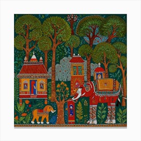 Elephants In The Forest Canvas Print