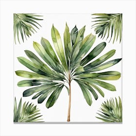 Green fan of palm leaves 4 Canvas Print