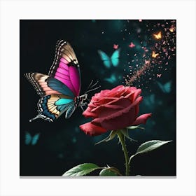 Butterfly On A Rose Canvas Print