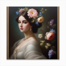 Lady With Flowers Canvas Print