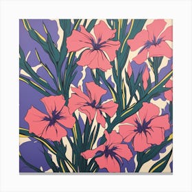 Flax Flower 2 Pop Art Illustration Square Canvas Print