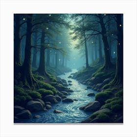 A Mystical River Of Stars Flowing Through An Enchanted Forest 1 Canvas Print