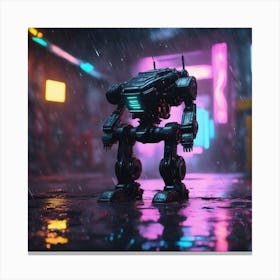 Robot In The Rain 1 Canvas Print