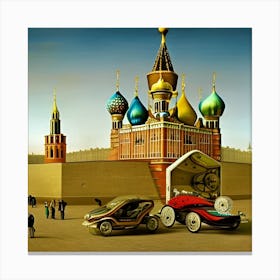 Russian Cars In Moscow Canvas Print