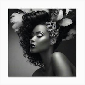 Black Woman With Feathers Canvas Print