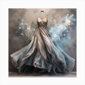 Galaxy Silk - Abstract Silver Dress of a Million Diamon Stars Canvas Print