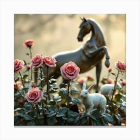 Horse And Roses 2 Canvas Print