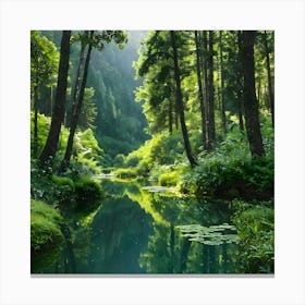 Pond In The Forest Canvas Print