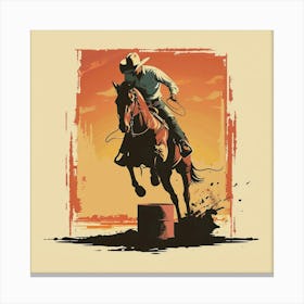 Cowboy Jumping Barrel Canvas Print