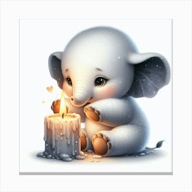 Little Elephant With Candle 2 Canvas Print