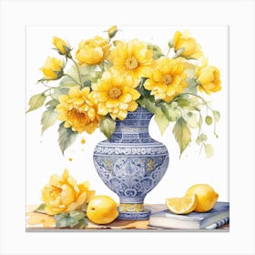 Flower Vase 21 Yellow Watercolor Canvas Print