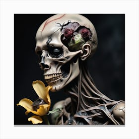 Skeleton And Flower Canvas Print