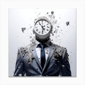 Businessman With A Clock On His Head 2 Canvas Print