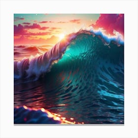 Ocean Waves At Sunset Canvas Print