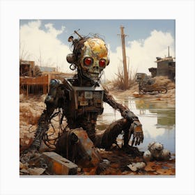 robot in a post apocalyptic world Canvas Print