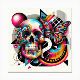 Skull And Butterfly Canvas Print