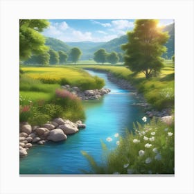 River In The Countryside 15 Canvas Print