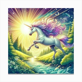 Unicorn In The Forest 9 Canvas Print