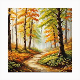 Forest In Autumn In Minimalist Style Square Composition 202 Canvas Print