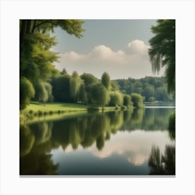 Pond With Trees Canvas Print