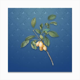 Vintage Plum Botanical on Bahama Blue Pattern n.0915 Canvas Print