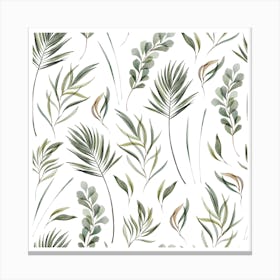 Minimalist Green Floral Pattern Art Canvas Print Canvas Print
