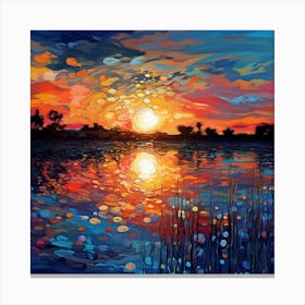 Sunset Over The Lake Canvas Print