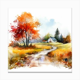 Watercolor Autumn Landscape 43 Canvas Print