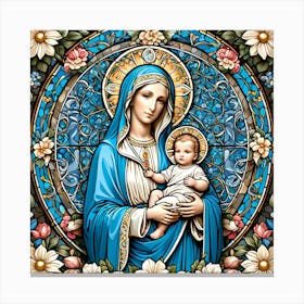 Mother Mary and Baby Jesus Stained Glass #3 Canvas Print