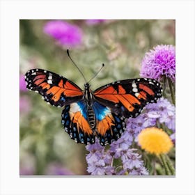 Butterfly On A Flower Canvas Print
