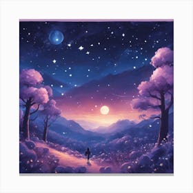 The Stars Twinkle Above You As You Journey Through The Blueberry Kingdom S Enchanting Night Skies, U Canvas Print