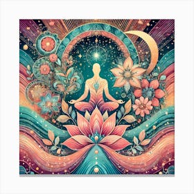 Inspirational Mental Wellness Art with Celestial and Nature Themes – Meditative Design Canvas Print