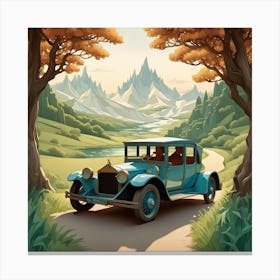Vintage Car In The Mountains 1 Canvas Print
