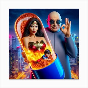 Wonder Woman meets Dr Evil 5 Canvas Print