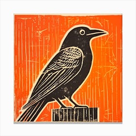 Retro Bird Lithograph Raven 1 Canvas Print