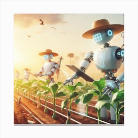 Robots In The Field 6 Canvas Print