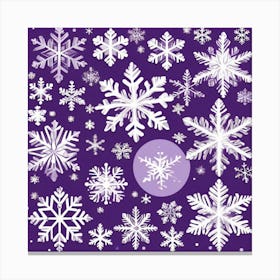 Snowflakes On Purple Background 3 Canvas Print