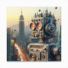 Robot In New York City Canvas Print