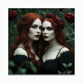 Two Gothic Women In The Forest 1 Canvas Print