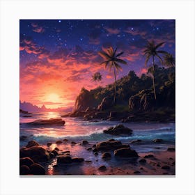 Sunset At The Beach 2 Canvas Print