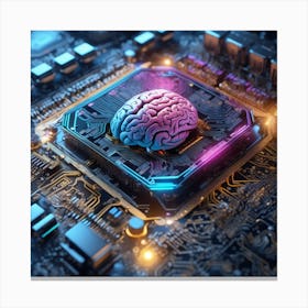 Brain On A Computer Chip 11 Canvas Print