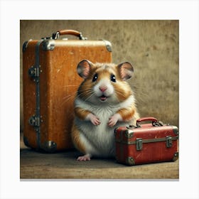 Hamster And Suitcases Canvas Print