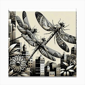 Dragonflies In The City Canvas Print