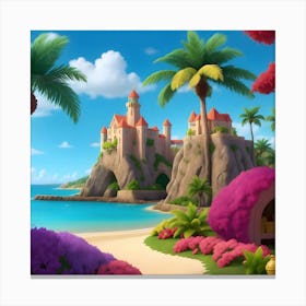 Tropical Beach Scene 1 Canvas Print