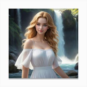 Beautiful Girl In White Dress 1 Canvas Print