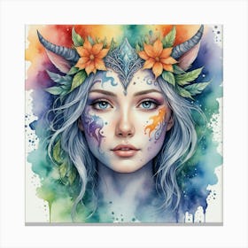 Girl With Horns Canvas Print